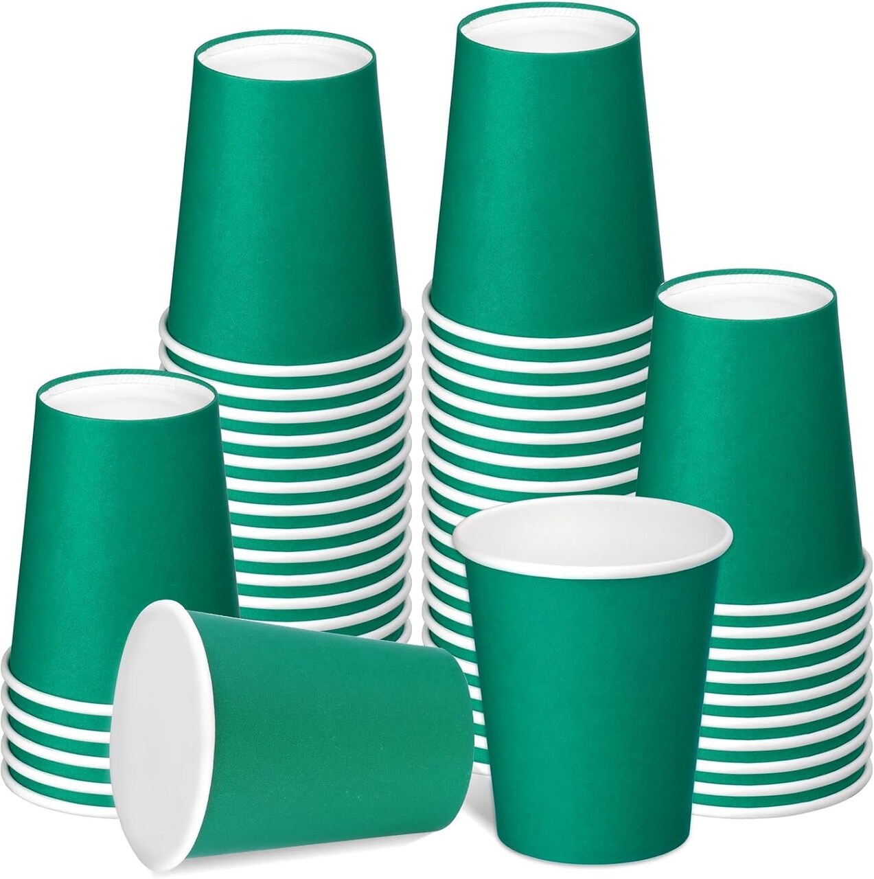 50-Pack 8 oz Disposable Paper Cups – Hot/Cold Beverage Cups for Coffee, Tea, Water, and More, Ideal for Offices, Parties, Home, and Travel – Thickened Paper Style (Green)